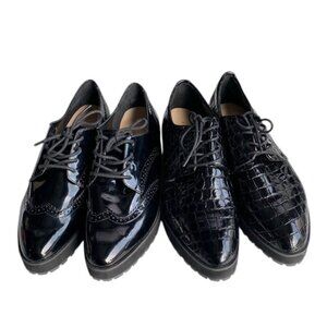 ALDO Women’s Oxford Shoes Bundle 2 Pair Size 9‎ Black Leather Lace Up Dress